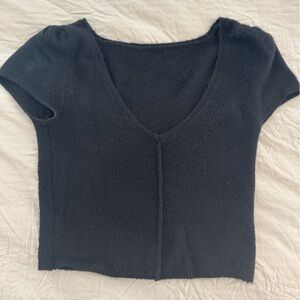 Free People Black SOFT Short Sleeve Top